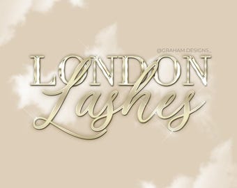 Logotipo prediseñado para propietarios de empresas de belleza, logotipos de salones de belleza, se puede agregar cualquier nombre, tema de nubes beige y doradas