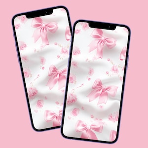 Coquette Bow Wallpaper, Rosa Preppy Phone Hintergrund, Girly Aesthetic IPhone Wallpaper, Coquette Aesthetic für Telefon