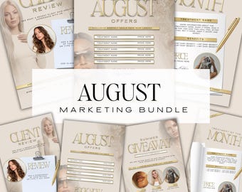 8 x August beauty social media posts, beige gold luxury, salon instagram marketing  | Canva template