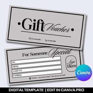 Gift Voucher Template, For Business Owner, Gift Certificate, 100% Editable in Canva | Instant Download