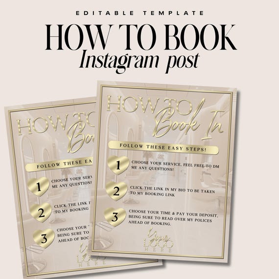 How to book, instagram post, for any business, booking policy flyer, new instagram size for social media, beige and gold, instant download