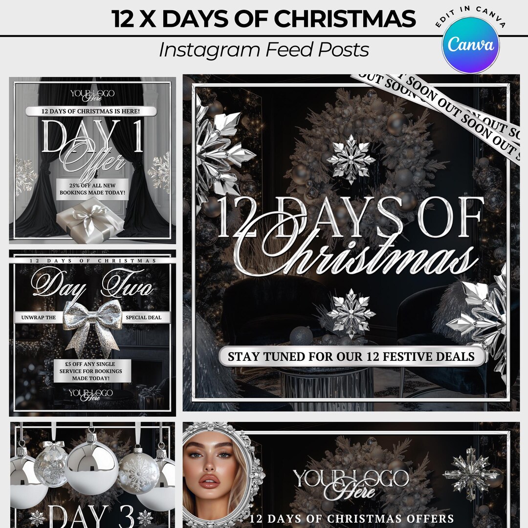 12 Days of Christmas Editable Templates Christmas Offers Silver and 12 Days of Christmas Editable Templates Christmas Offers Silver and