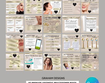 Aesthetic Practitioner Instagram Posts, Beige & Gold Theme (Canva Pro)