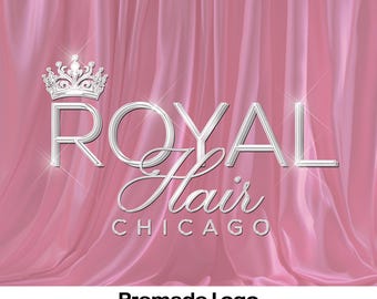 Beauty Logo Design, Premade Logo, Crown logo, Queen logo, for hair salon, beauty business, logo, Luxury logo, Any Name Added, Silver & Pink