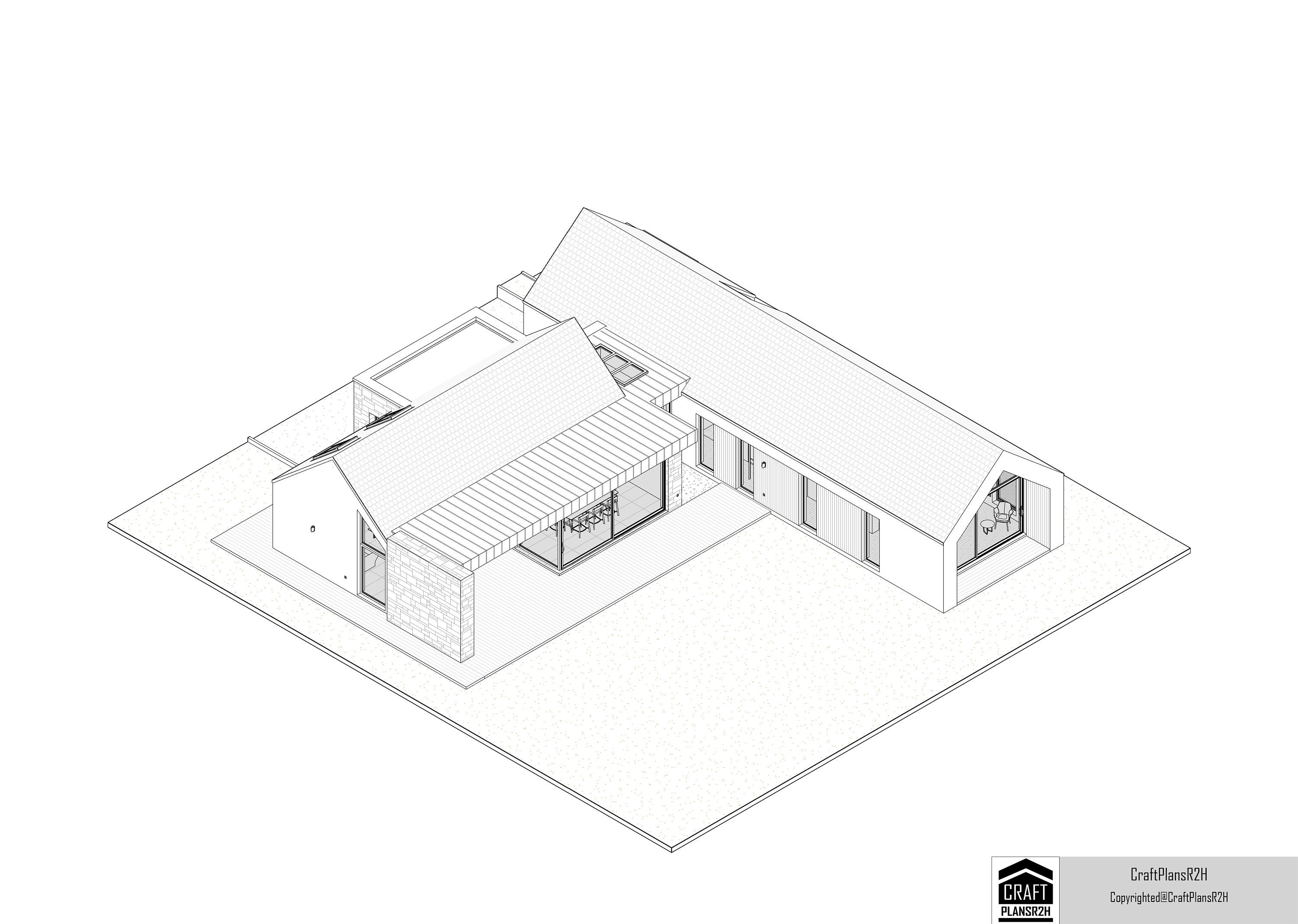 Modern Lshape Bungalow House Etsy