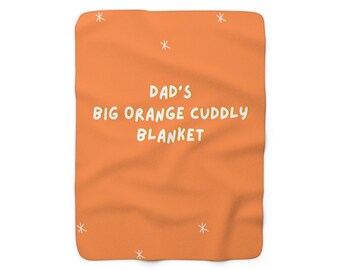 Manta polar Sherpa de peluche naranja grande de papá