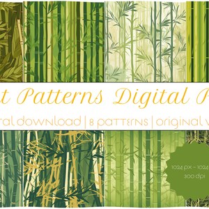 Plant Patterns Digital Paper | Watercolor Scrapbook Papers | Seamless Patterns | Digital Background | Printable Paper Set | Plant Designs