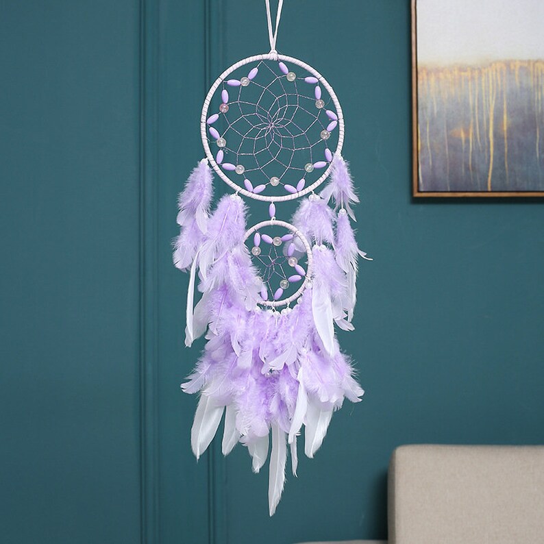 Purple Dream Catcher, Large Dreamcatcher, Handmade Feather Wall Decor ...