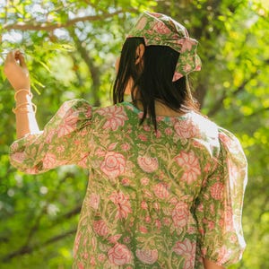 green tie up hippie head scarf for summer vacation accessories- Odhanon