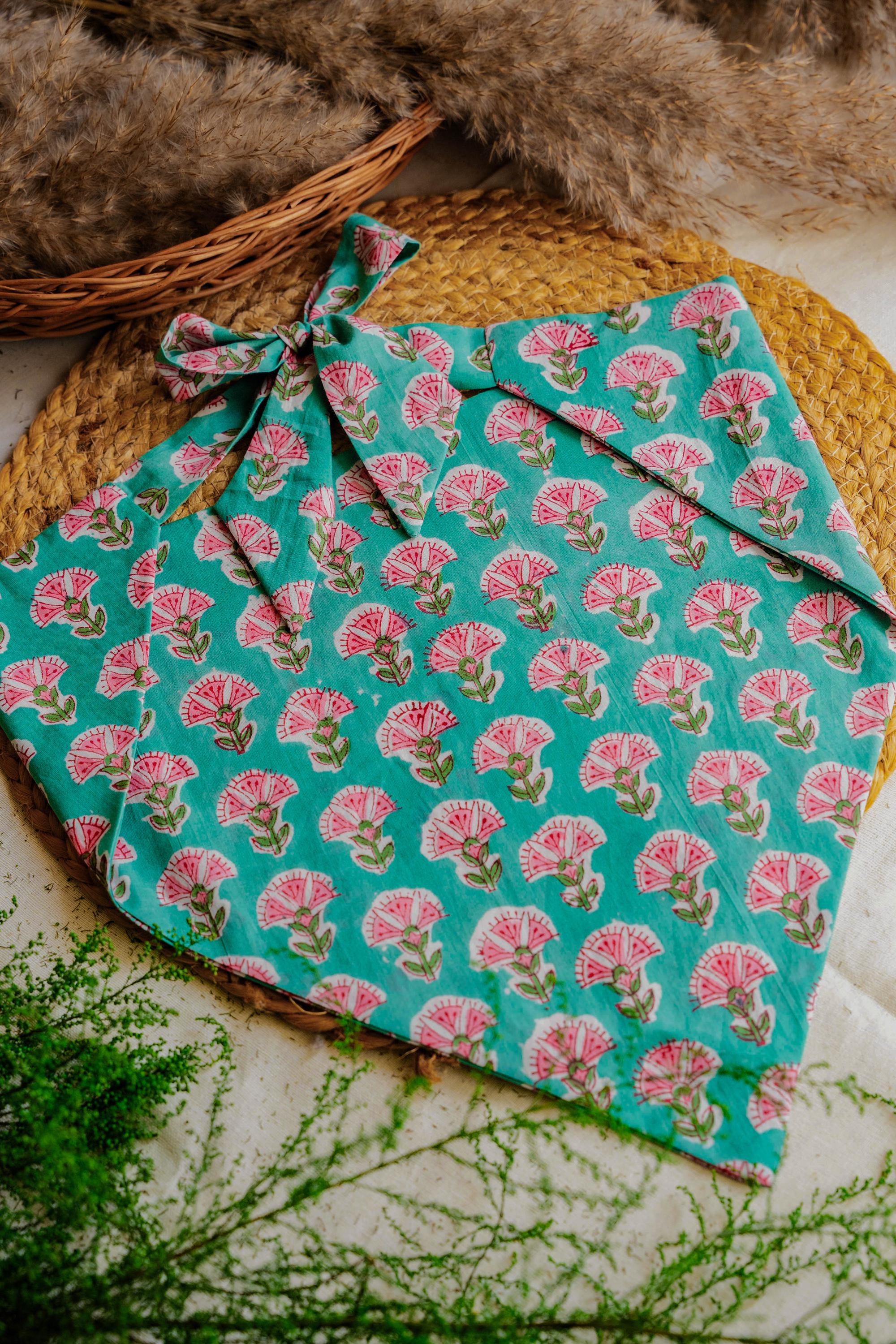 Madewell Teal Turquoise Blue Floral Bandana Handmade Beaded Tassel Scarf: Turkish Bohemian Shawl - Etsy main image 4