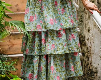Boho Maxi Women Skirt – Bohemian Summer Vacation Tiered Long Bottom Outfit