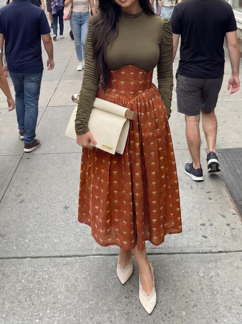 Corset Skirt,  Midi Skirt, Indian Skirt