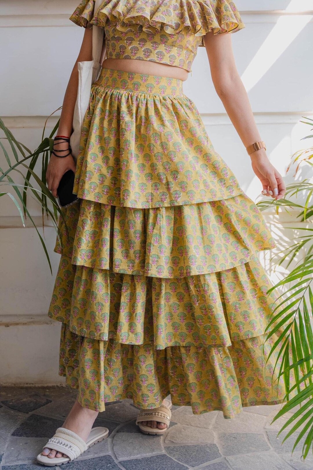 EXP - Gautami Green Handlloom Top & Skirt Mini
