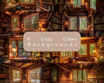 8 Cozy Cabin Backgrounds | Cozy Up Your Video Calls | Zoom, Skype, & More | Office Zoom Background | AI generated