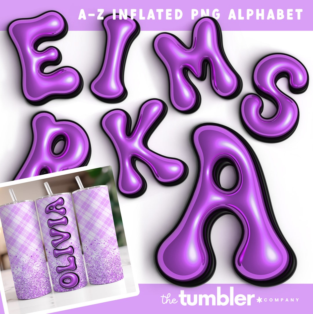 3D Inflated Puff Alphabet Sublimation PNG Letters Sublimation Doodle ...