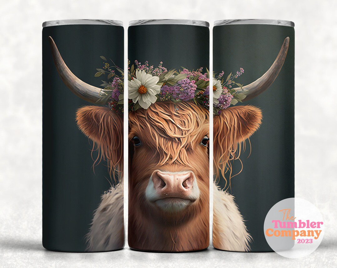 Highland Cow 20oz Skinny Tumbler Sublimation Wrap Png Sublimation ...