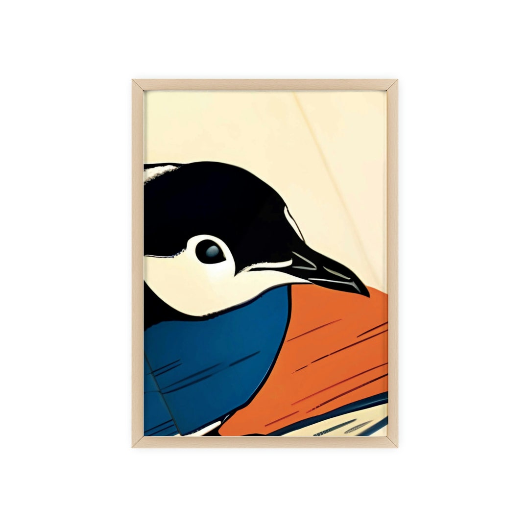 Posters of Penguin in Japanese Ukiyoe Art Style With Wooden Etsy