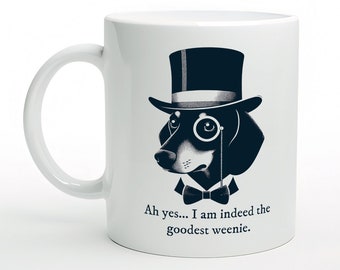 Sausage Dog Funny Coffee Mug | Gentleman Wiener Dog Unique Gift for Doxie Dad | Dachshund Owner Gift for Father's Day