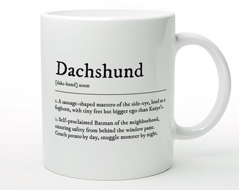 Dachshund Definición Taza de café divertida / Lindo perro Wiener Regalo único para Doxie Mamá / Salchicha Perro Amante Regalo para el Día de la Madre