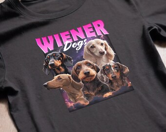 Dachshund Adult Bootleg Camiseta / Divertido Wiener Perro Regalo único para perro mamá / Vintage Salchicha Perro Papá Regalo
