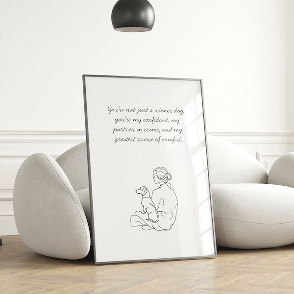 Minimalist Dachshund Print with Sentimental Quote | Digital Wiener Dog Print | Printable Wall Decor | Pet Memorial