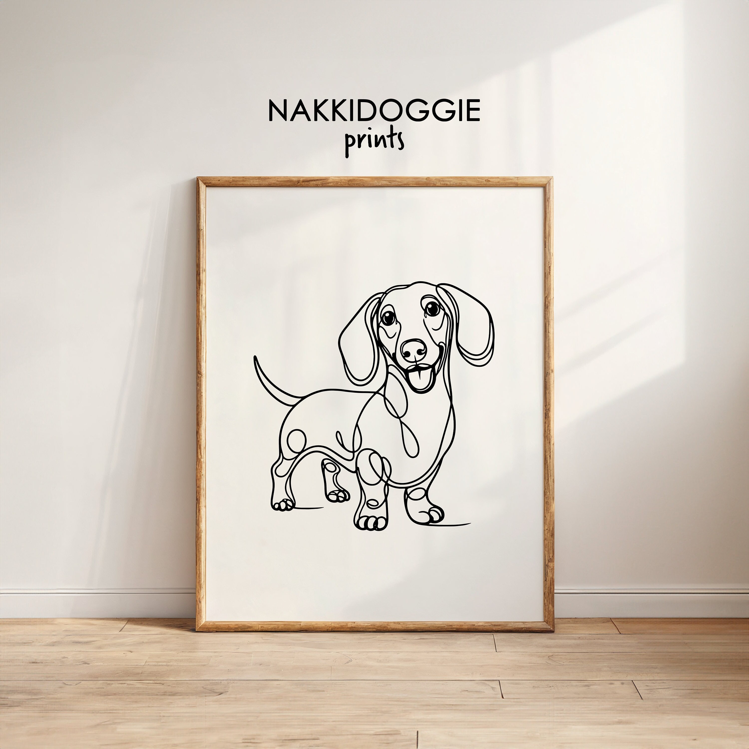 Dachshund Continuous Line Art Wall Print | Printable Happy