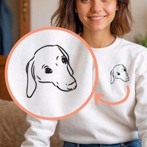 Dachshund Embroidered Funny Face Sweatshirt | Cute Unisex Cute Wiener Dog Gift for Doxie Owner | Sausage Dog Mom Shirt