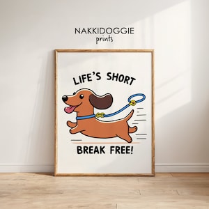 Dachshund Cartoon Graphic | Printable Funny Sausage Dog SVG Wall Art | Cute SVG Illustration