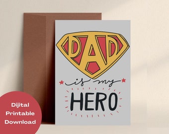 Superhero Daddy Father's Day Greeting Card, Father Days Gift, i love you to the moon and back happy fathers day,  Hero Dad Pdf
