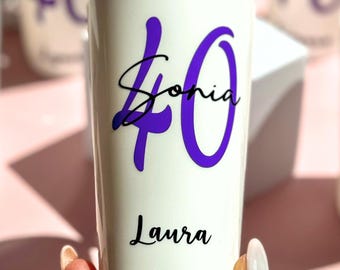 Personalized birthday cup, party favors, personalized glass, 40th birthday decorations, reusable cup, personalized ecocup