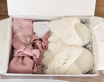 Mother's Day gift box personalized birthday gift for women personalized satin bathrobe future bride gift mom satin kimono