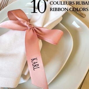Rond Serviette Mariage Marque Place Ruban Satin Personnalisé Déco Table Mariage Serviette Personnalisée Marque Place Prénom Table Serviette