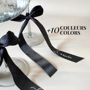Gepersonaliseerde wijnglas lint bruiloft plaats marker voornaam gepersonaliseerde glas label satijnen lint bruiloft plaats marker champagne glas