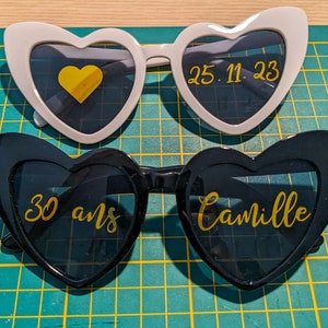 Lunettes de soleil personnalisées pour mariage accessoire photo evjf stickers lunettes soleil anniversaire lunette soleil coeur image 9