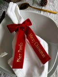 Name Ribbon Christmas Place Card Holder Personalized Christmas Red Velvet Name Ribbon Napkin Christmas Table Decor Velvet Bow Place Setting product logo