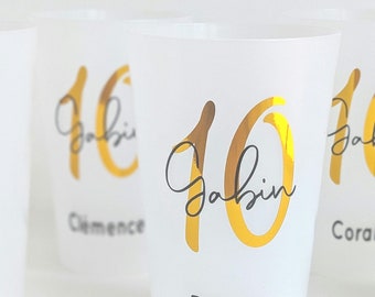 personalized birthday cup, personalized glass, wedding favor, guest decoration, personalized birthday reusable cup, age