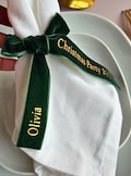Personalized Christmas Velvet Ribbon Place Card Green Velvet Napkin Ribbon with Name Custom Christmas Table Decoration for Christmas Party product logo