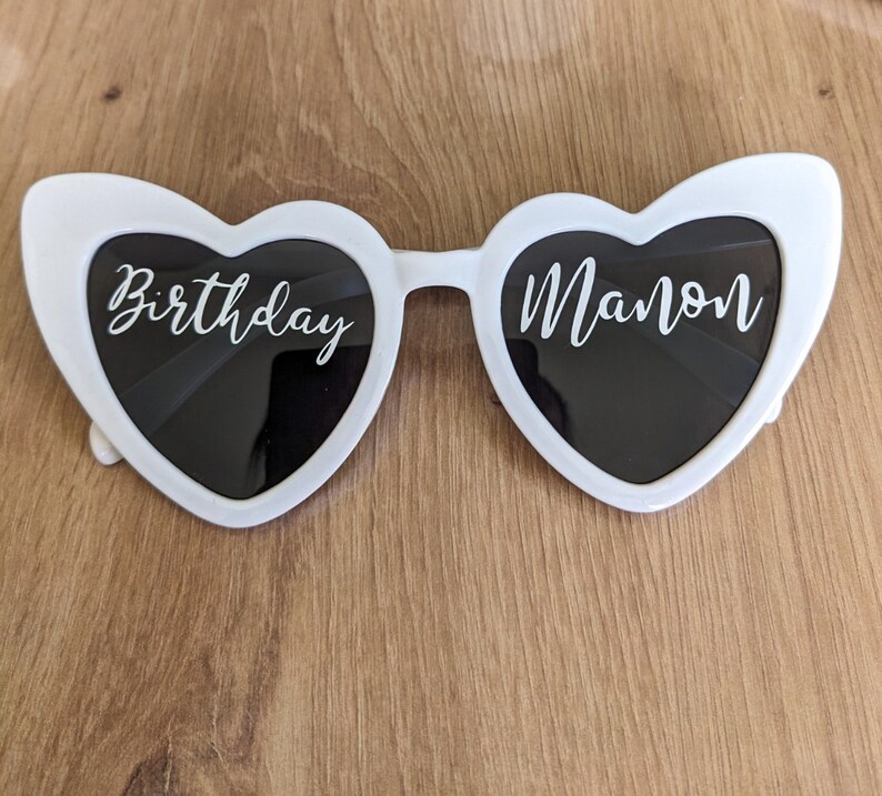 Lunettes De Cœur Personnalisables - Texte Autocollant - UV400 - Pour Fêtes Et Mariages
