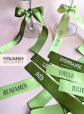 Iron-on Wedding Sticker Ribbon First Name Place Marker Satin Ribbon Wedding Table Accessory Ceremony Personalized Wine Glass Ribbon Flex product logo