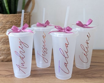 evjf personalized birthday cup personalized glass wedding guest gift birthday plastic cup straw personalized first name