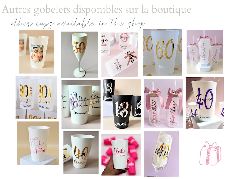 Personalized cups for birthdays, baptisms, and weddings - personalized party favors and decorations - reusable cups image 6