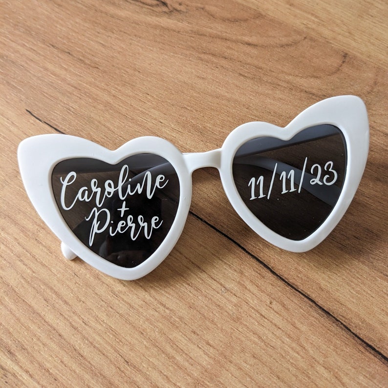 Lunettes de soleil personnalisées pour mariage accessoire photo evjf stickers lunettes soleil anniversaire lunette soleil coeur image 5