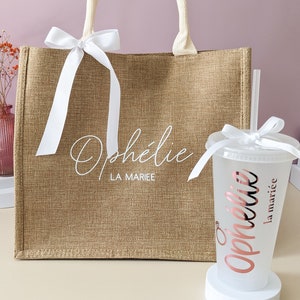 wedding gift bridesmaid bachelorette party bachelorette party accessory kit birthday gift woman personalized jute bag