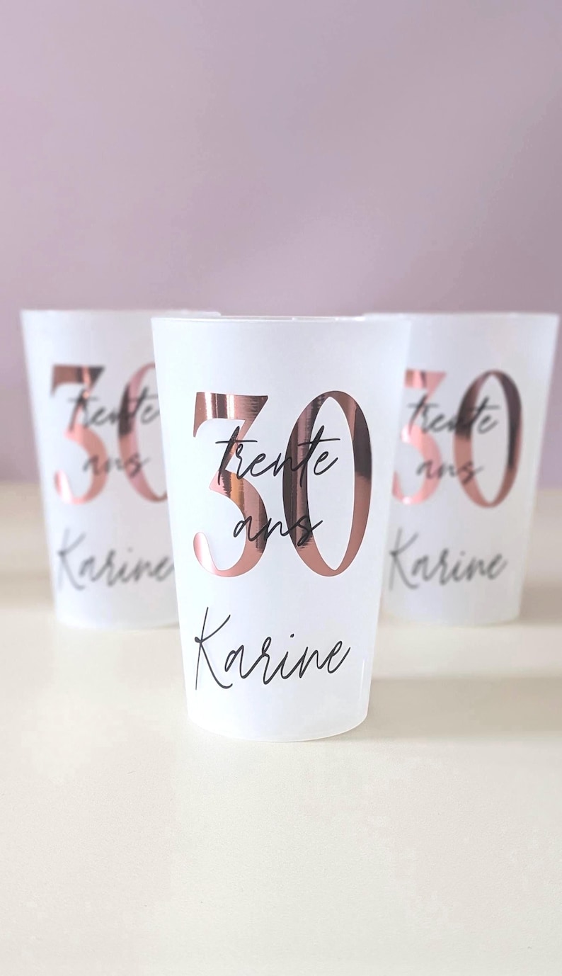 Personalized cups for birthdays, baptisms, and weddings - personalized party favors and decorations - reusable cups image 1
