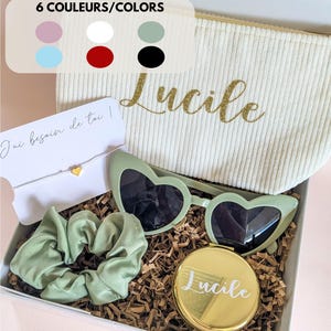 Bridesmaid proposal gift box personalized heart shaped sunglasses wedding gift will you be my maid of honor proposal gift box green