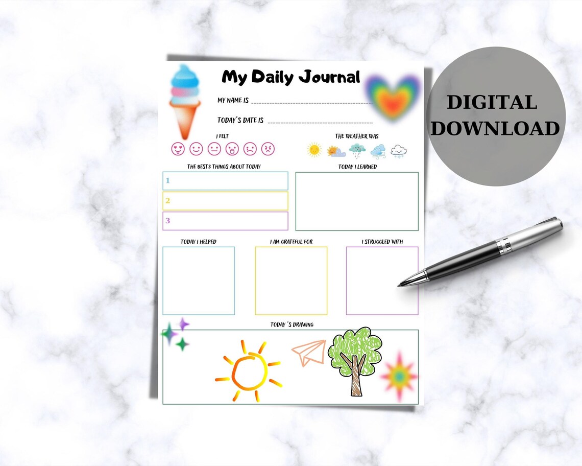 Kids Diary Printable Journal for Kids Diary for Children - Etsy