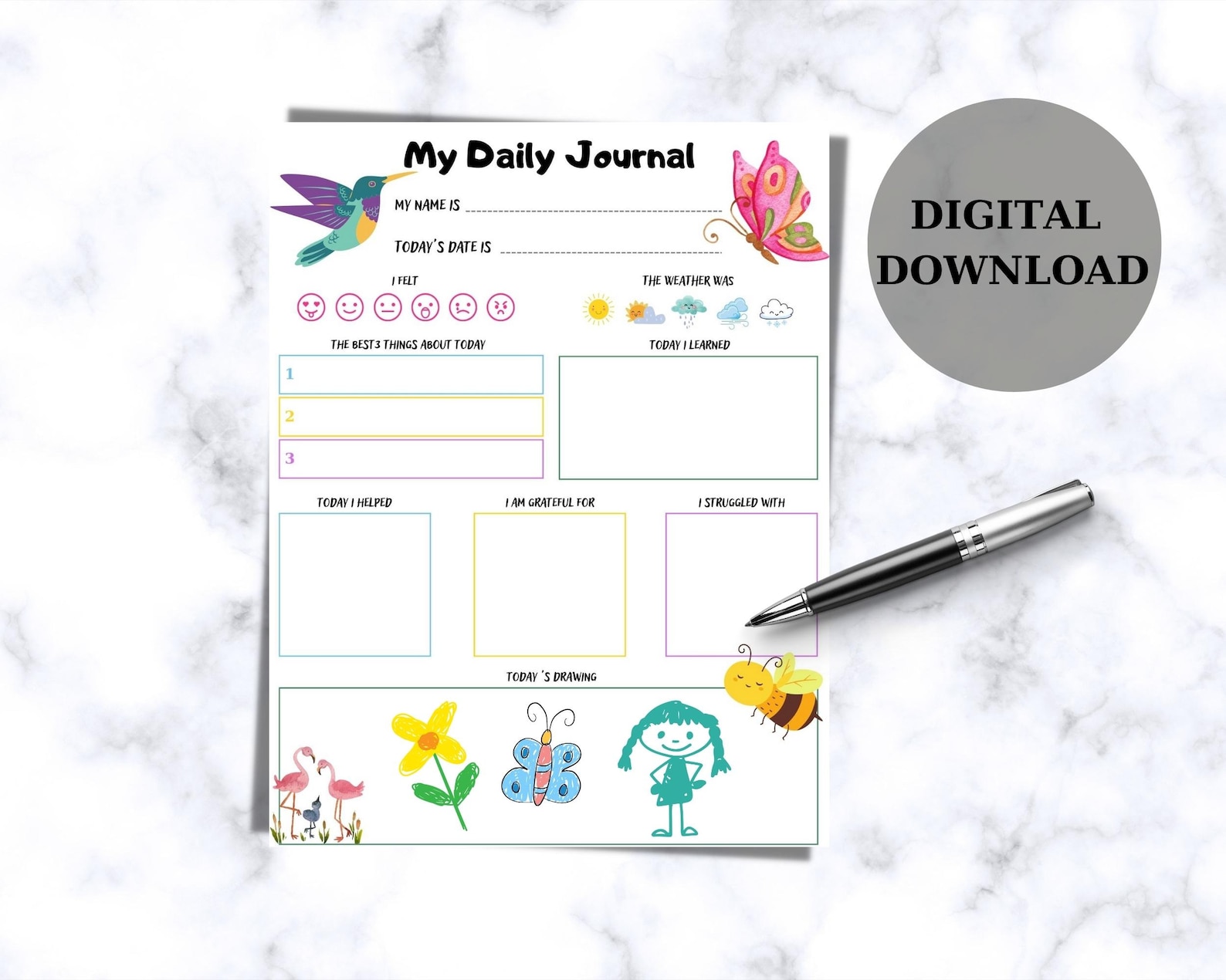 Kids Diary Printable Journal for Kids Diary for Children - Etsy