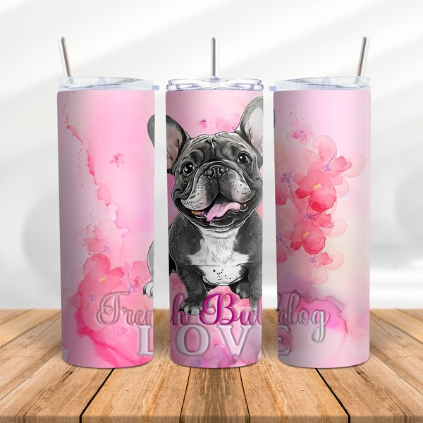 Thermobecher French Bulldog Love | Französische Bulldogge | Personalisiert für Dich | Geschenkidee | Hundeliebe | Beerenfarben Pink Rosa