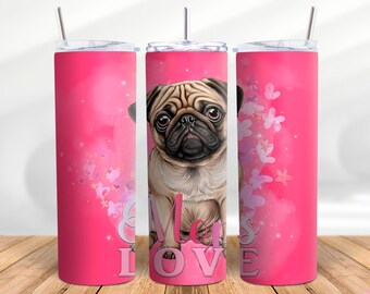 Thermo mug Pug Love | Pug | Personalized for you | Gift idea | Dog love | 590ml with straw to go | Christmas gift pug