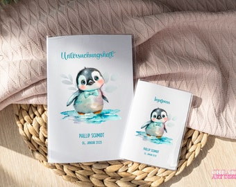 U-booklet cover & vaccination certificate cover in a set | Personalized | Examination booklet | Vaccination certificate | Set | Baby | child | Fox Otter Penguin Lion Giraffe